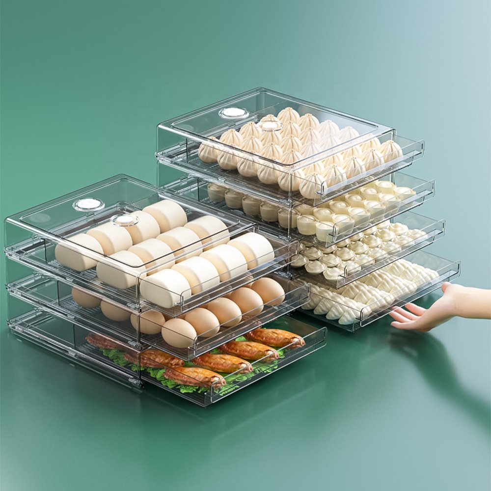Clear Plastic Food Container Fridge Drawer Storage Containers Fridge Refrigerator Organizer Bins