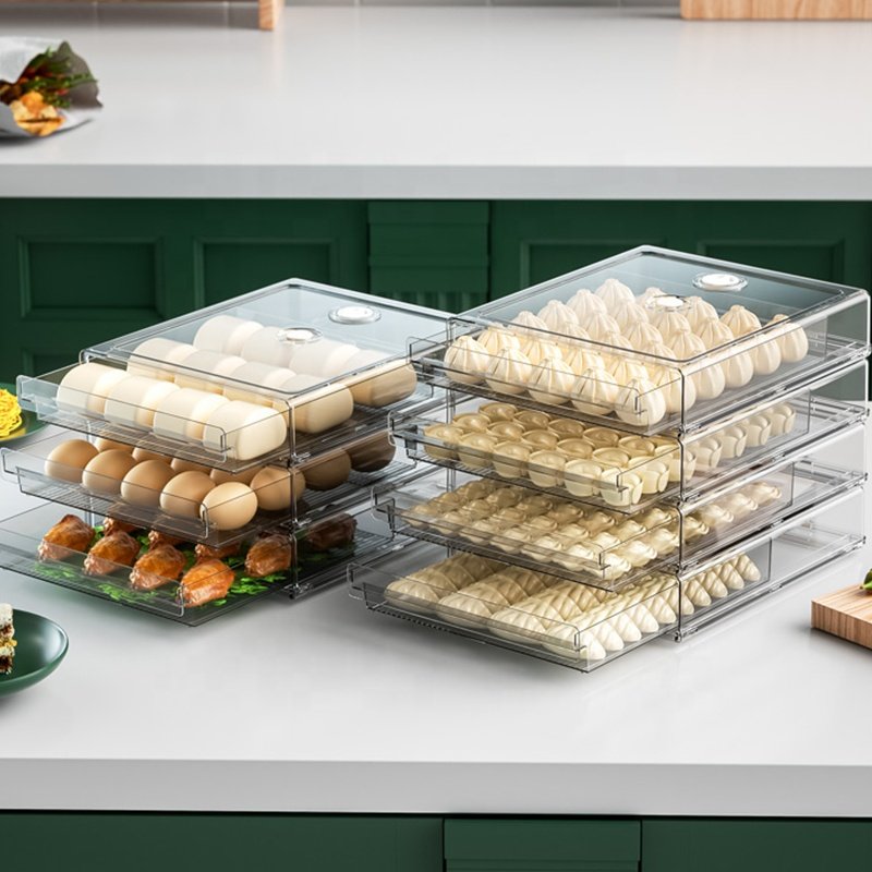 Clear Plastic Food Container Fridge Drawer Storage Containers Fridge Refrigerator Organizer Bins