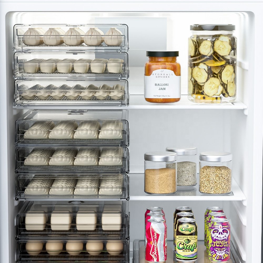 Clear Plastic Food Container Fridge Drawer Storage Containers Fridge Refrigerator Organizer Bins