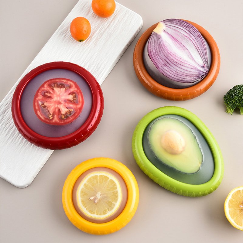 Transparent Film Fruit Vegetable Fresh-Keeping Crisper Set Avocado Cover Onion Lemon Refrigerator Freezer Storage Container Box