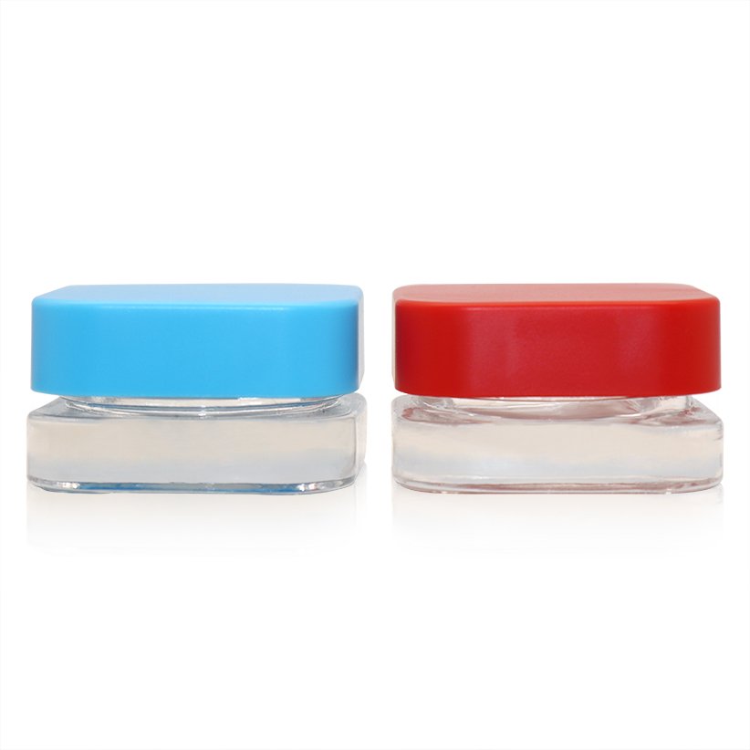 Eco-friendly Packaging Concentrate 3g 5g 7g 9g 5ml 9ml child proof square glass jar with Food Grade child proof lid