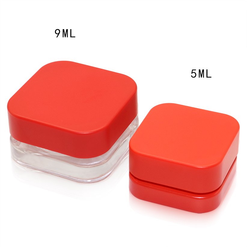 Eco-friendly Packaging Concentrate 3g 5g 7g 9g 5ml 9ml child proof square glass jar with Food Grade child proof lid