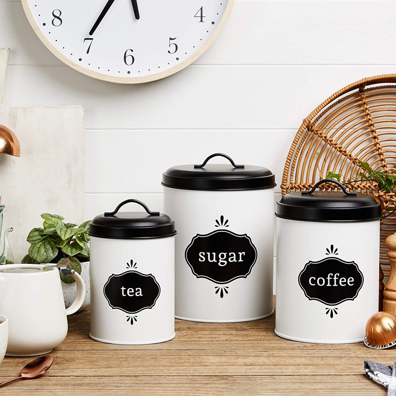 Custom Design Sugar Coffee Tea Container Food Storage Bin Airtight Kitchen Canister with Lids