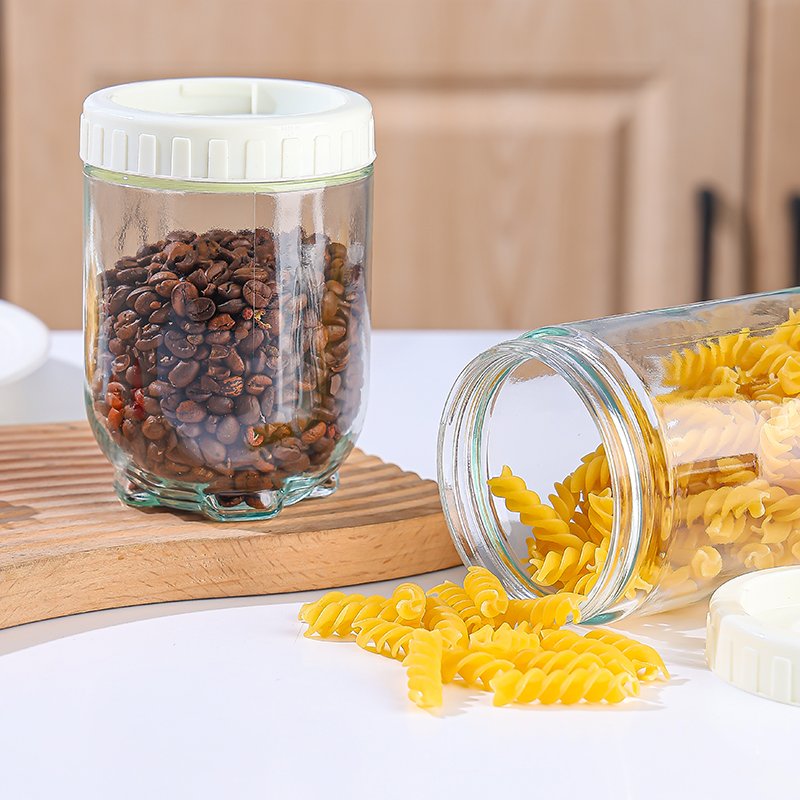 Customized Hot Selling Kitchen Storage Jars Set Stackable Transparent Airtight Food Storage Glass Jar