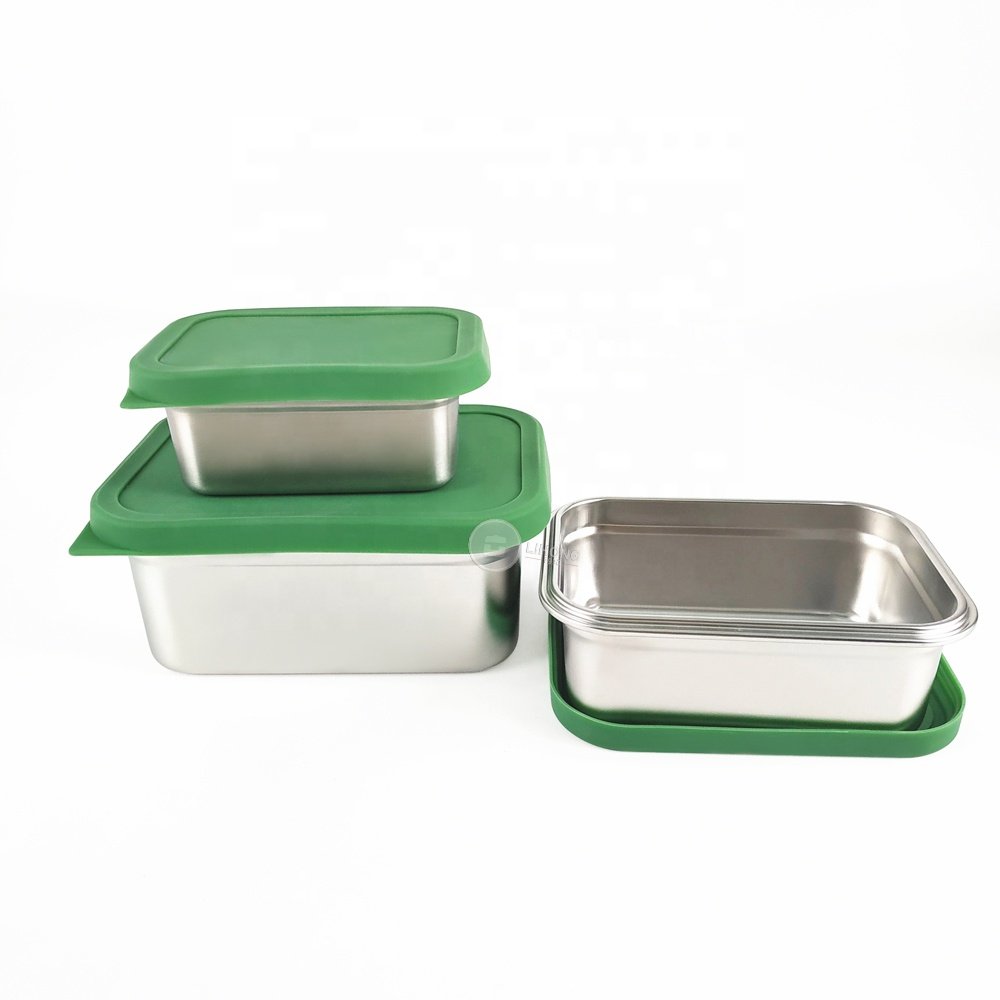 Baming Lihong Stainless Steel Food Storage Container with Silicone Lid Sandwich Lunch Bento Box