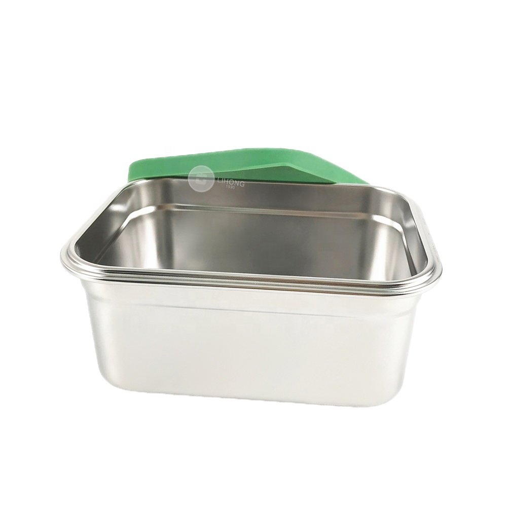Baming Lihong Stainless Steel Food Storage Container with Silicone Lid Sandwich Lunch Bento Box