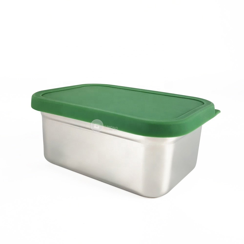 Baming Lihong Stainless Steel Food Storage Container with Silicone Lid Sandwich Lunch Bento Box