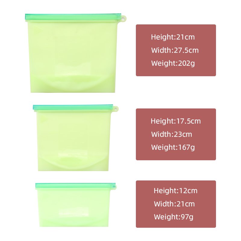 Food grade reusable silicone storage bag Vacuum Zi plock Reusable Silicone Food Storage Bag