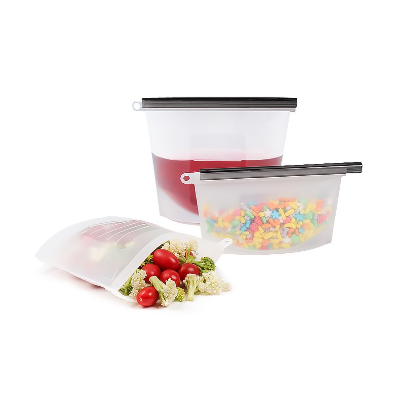 Food grade reusable silicone storage bag Vacuum Zi plock Reusable Silicone Food Storage Bag