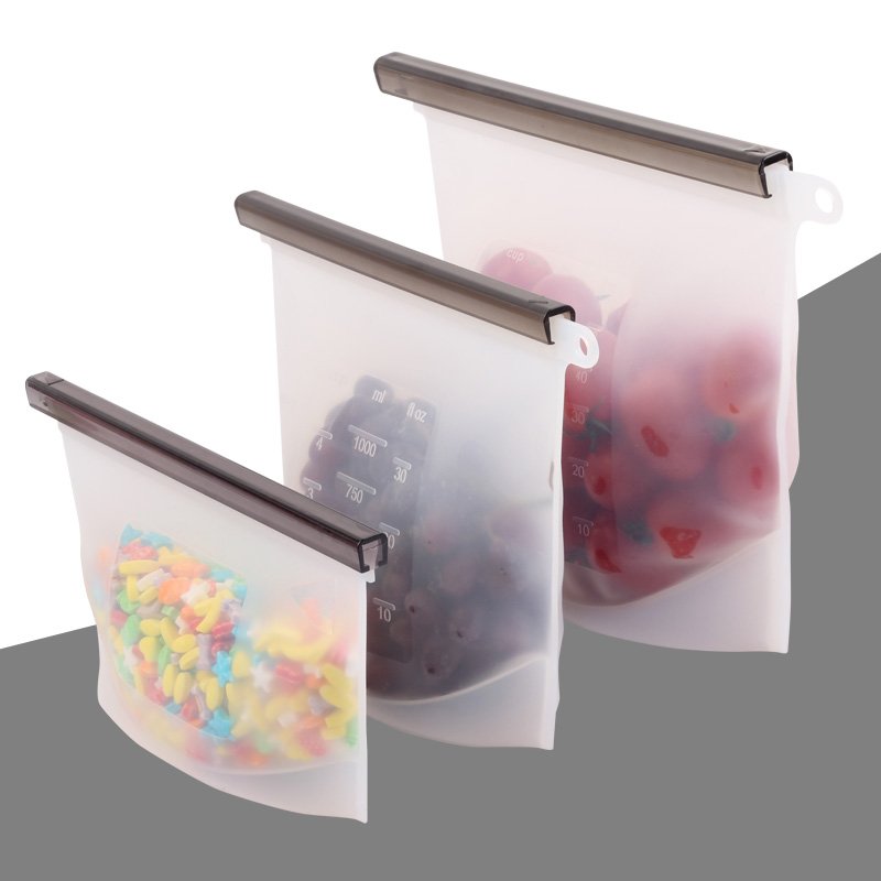 Food grade reusable silicone storage bag Vacuum Zi plock Reusable Silicone Food Storage Bag