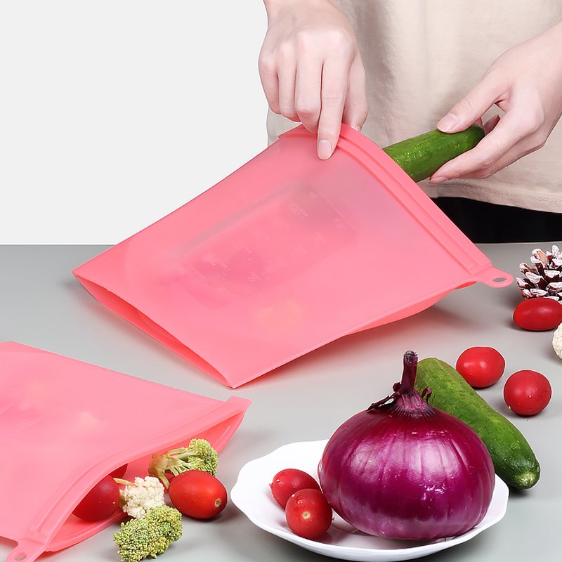 Food grade reusable silicone storage bag Vacuum Zi plock Reusable Silicone Food Storage Bag