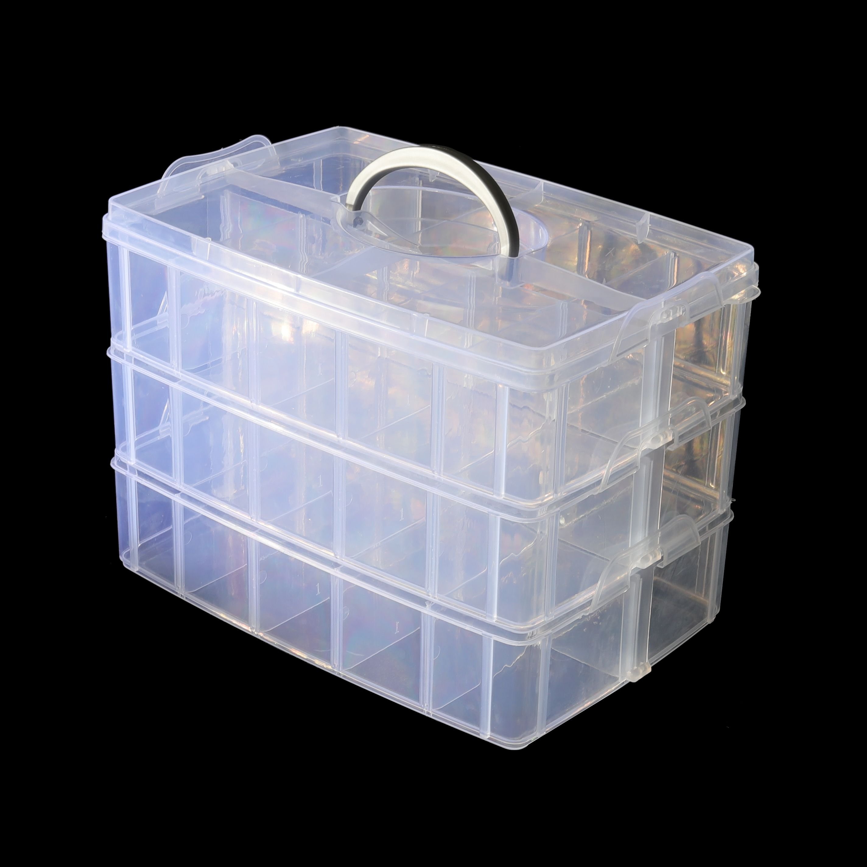 Hot Selling Finishing Craft Customized plastic storage with handle 18 30 Lattices three layers of storage boxes