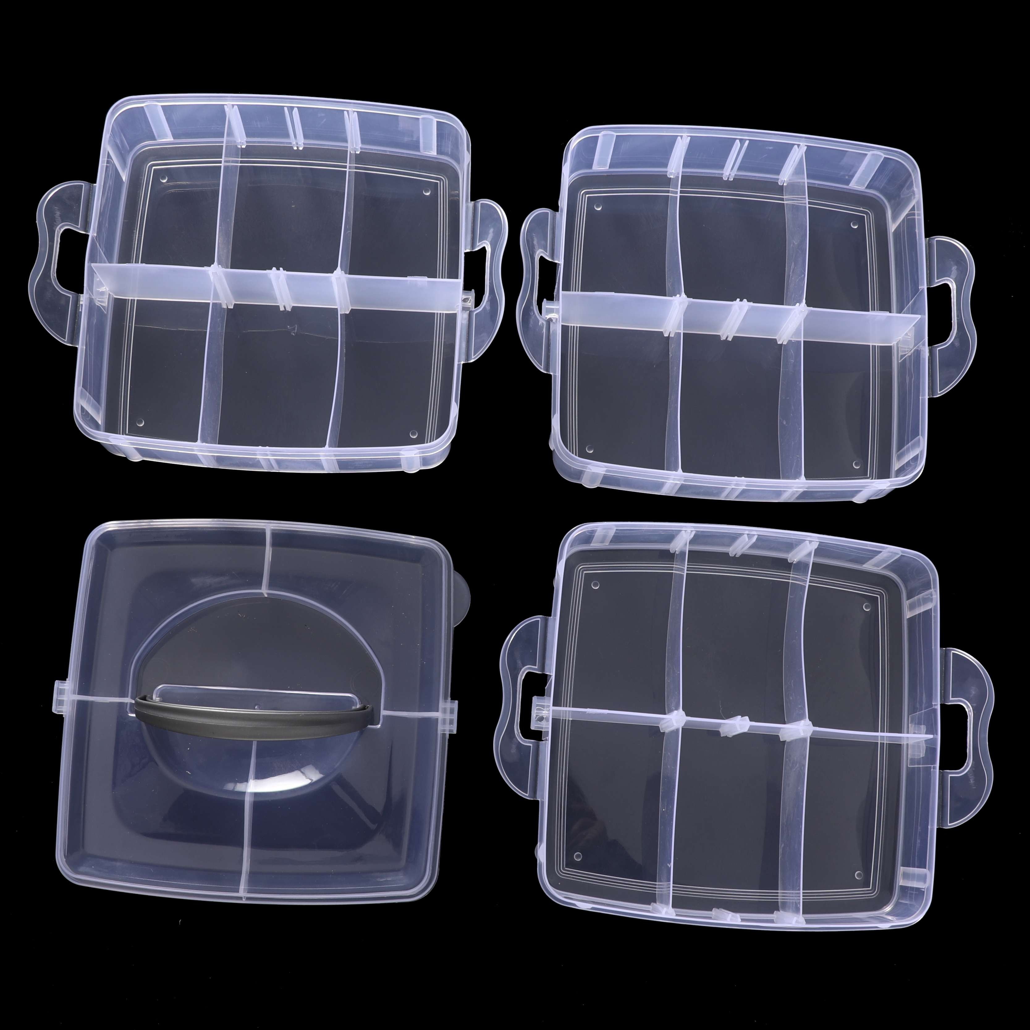 Hot Selling Finishing Craft Customized plastic storage with handle 18 30 Lattices three layers of storage boxes