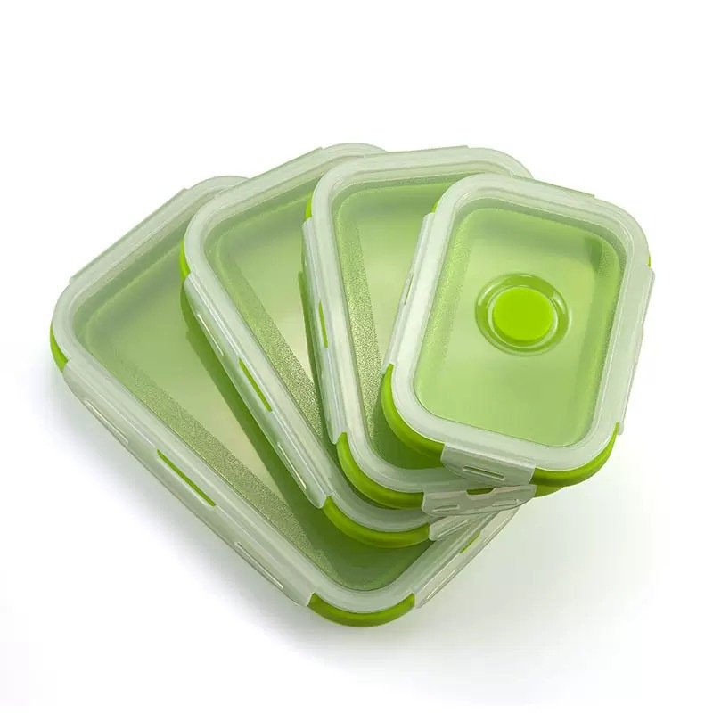 Collapsible Silicone Food Storage Container, Leftover Meal box For Kitchen, Bento Lunch Boxes