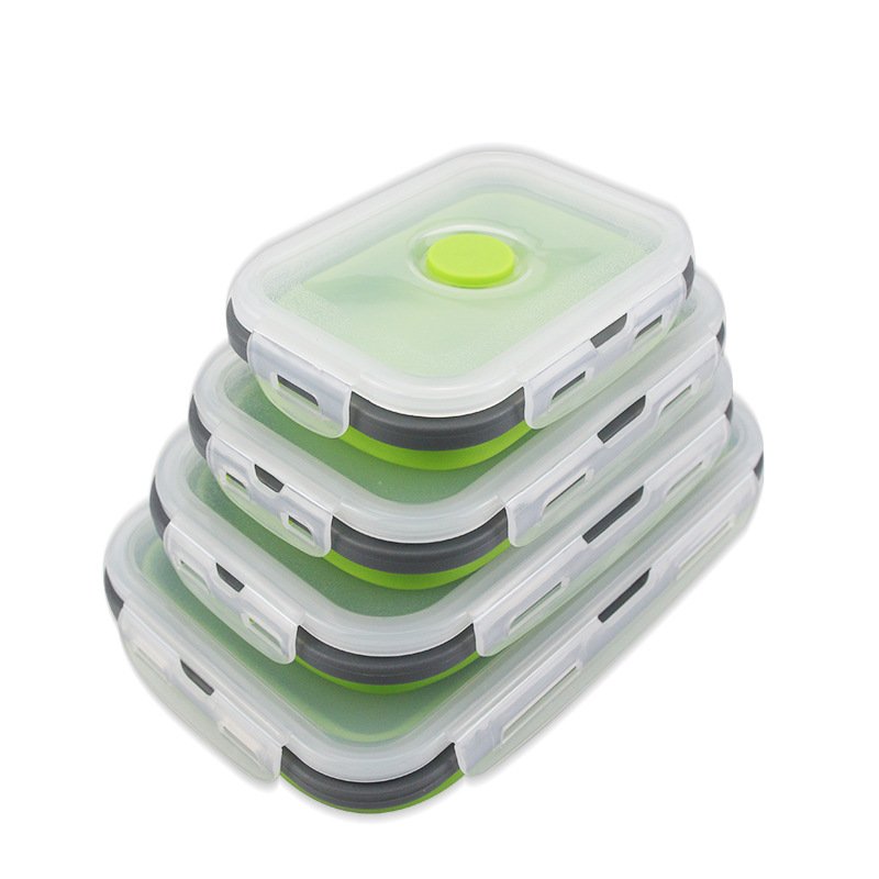 Collapsible Silicone Food Storage Container, Leftover Meal box For Kitchen, Bento Lunch Boxes