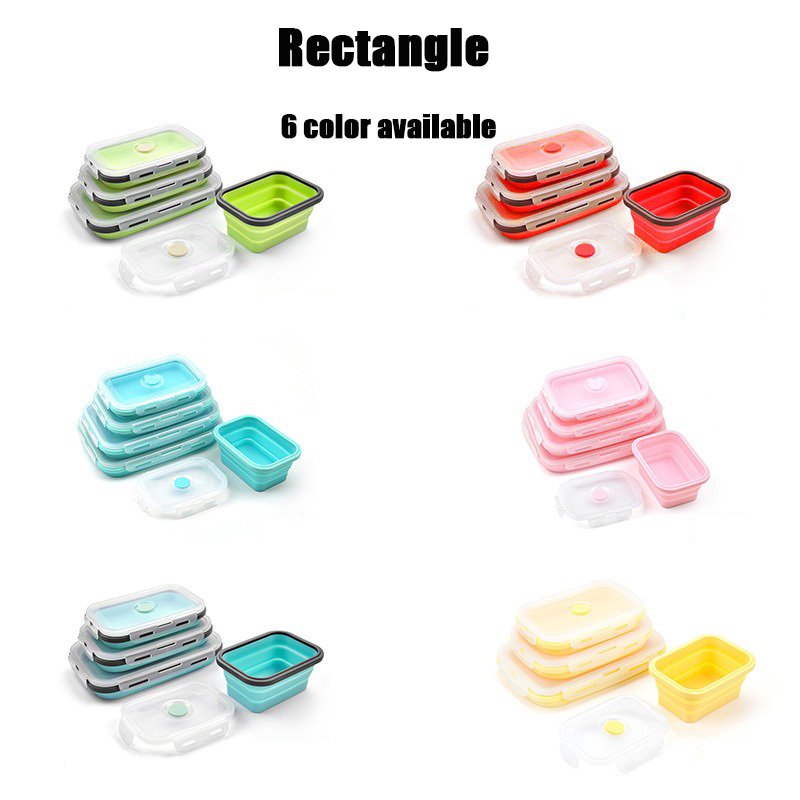 Collapsible Silicone Food Storage Container, Leftover Meal box For Kitchen, Bento Lunch Boxes
