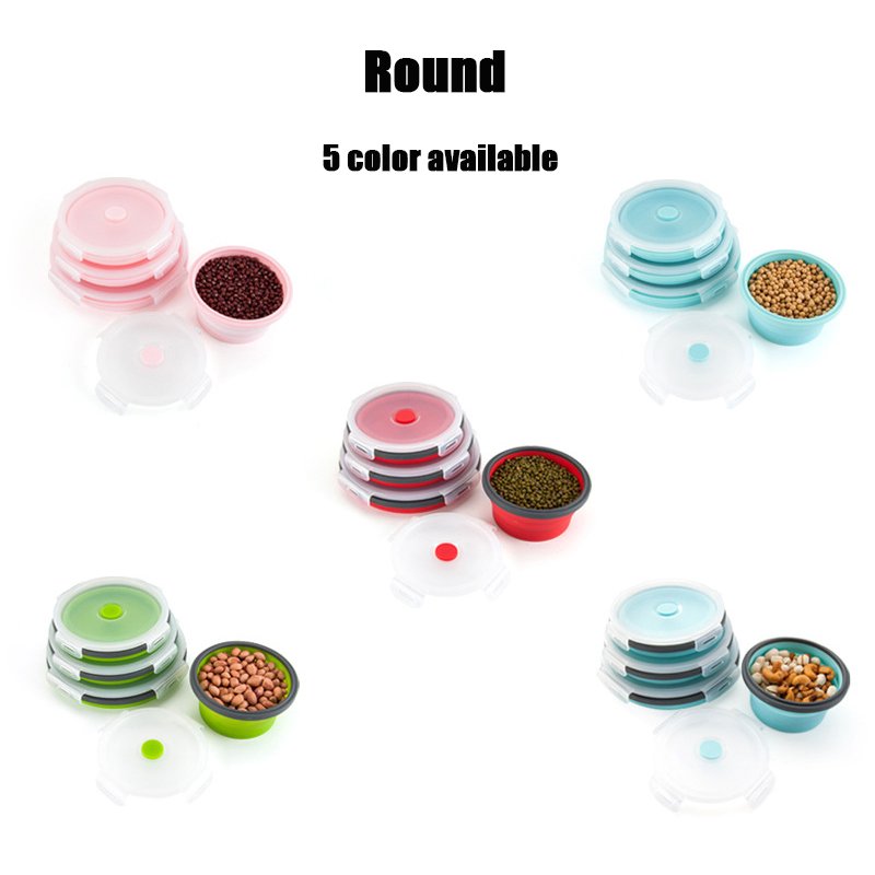 Collapsible Silicone Food Storage Container, Leftover Meal box For Kitchen, Bento Lunch Boxes