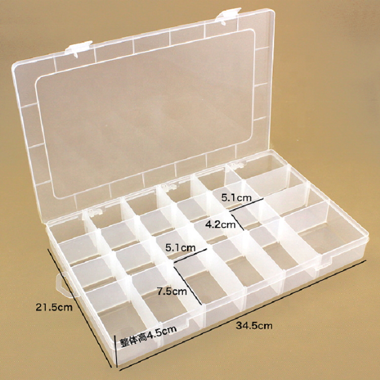 Transparent 24 compartment sorted storage box Plastic parts accessories beaded display cabinet