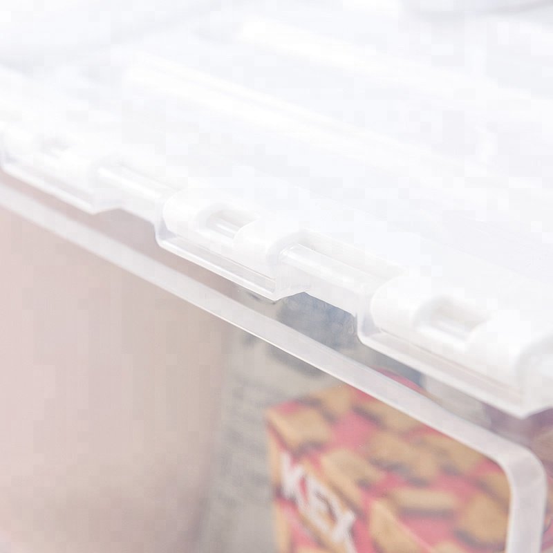 Thickened Front Open Plastic Storage Box with Lid and Wheels, Stackable
