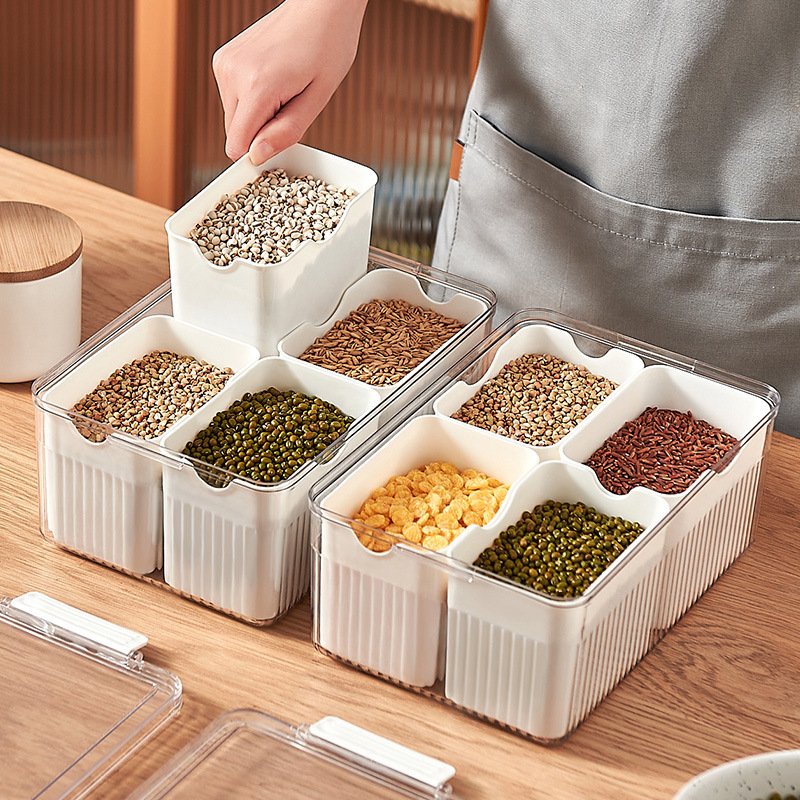 Divided Serving Tray With Lid Plastic Food Storage Organizer For Snack Box Bpa-free Kitchen Organizer Bin