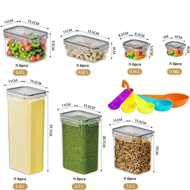 42 Pcs Set Bpa-Free Airtight Plastic Stackable Kitchen Organizer Cereal Dry Food Stor