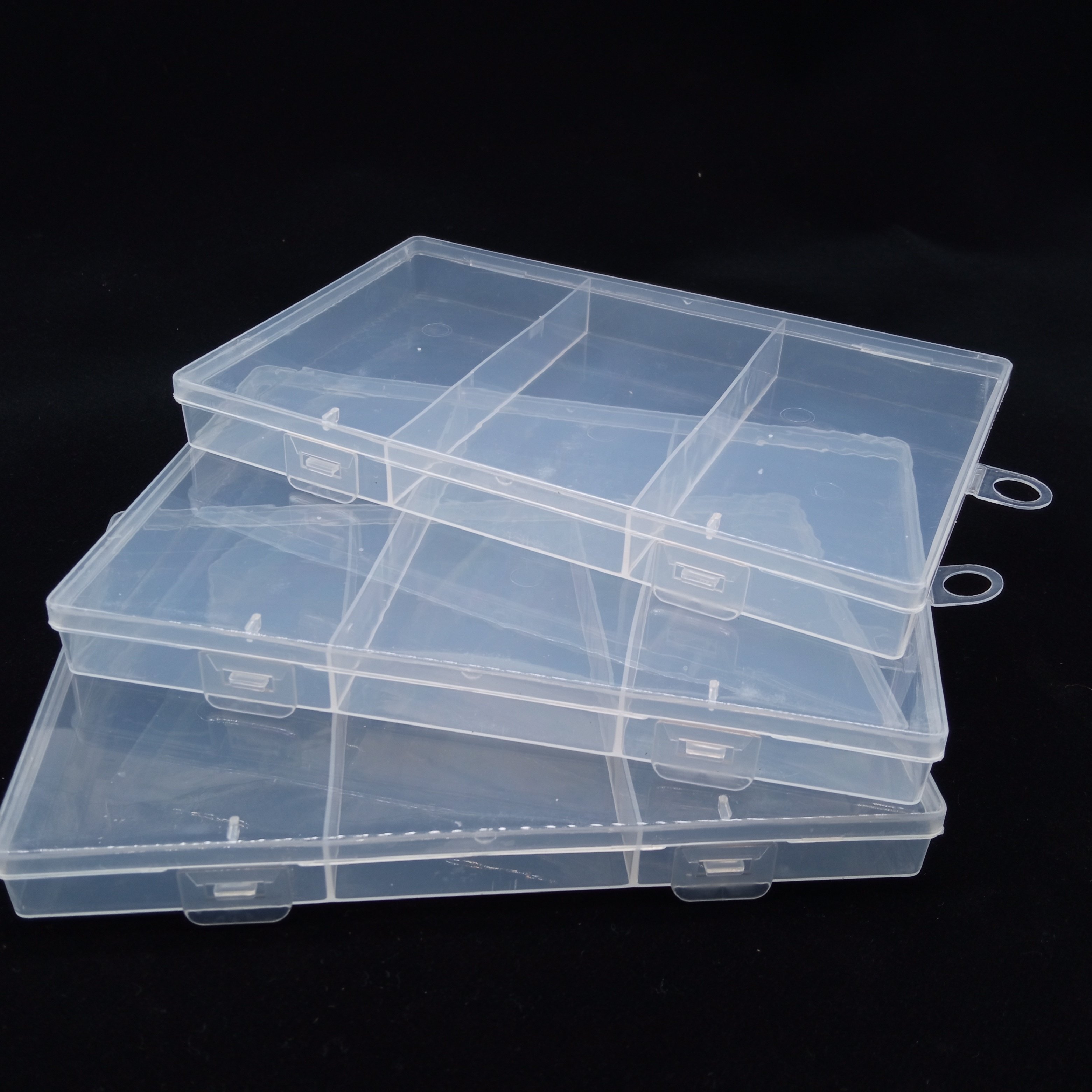 High quality clear plastic 3 compartment parts Accessories storage box beaded display box