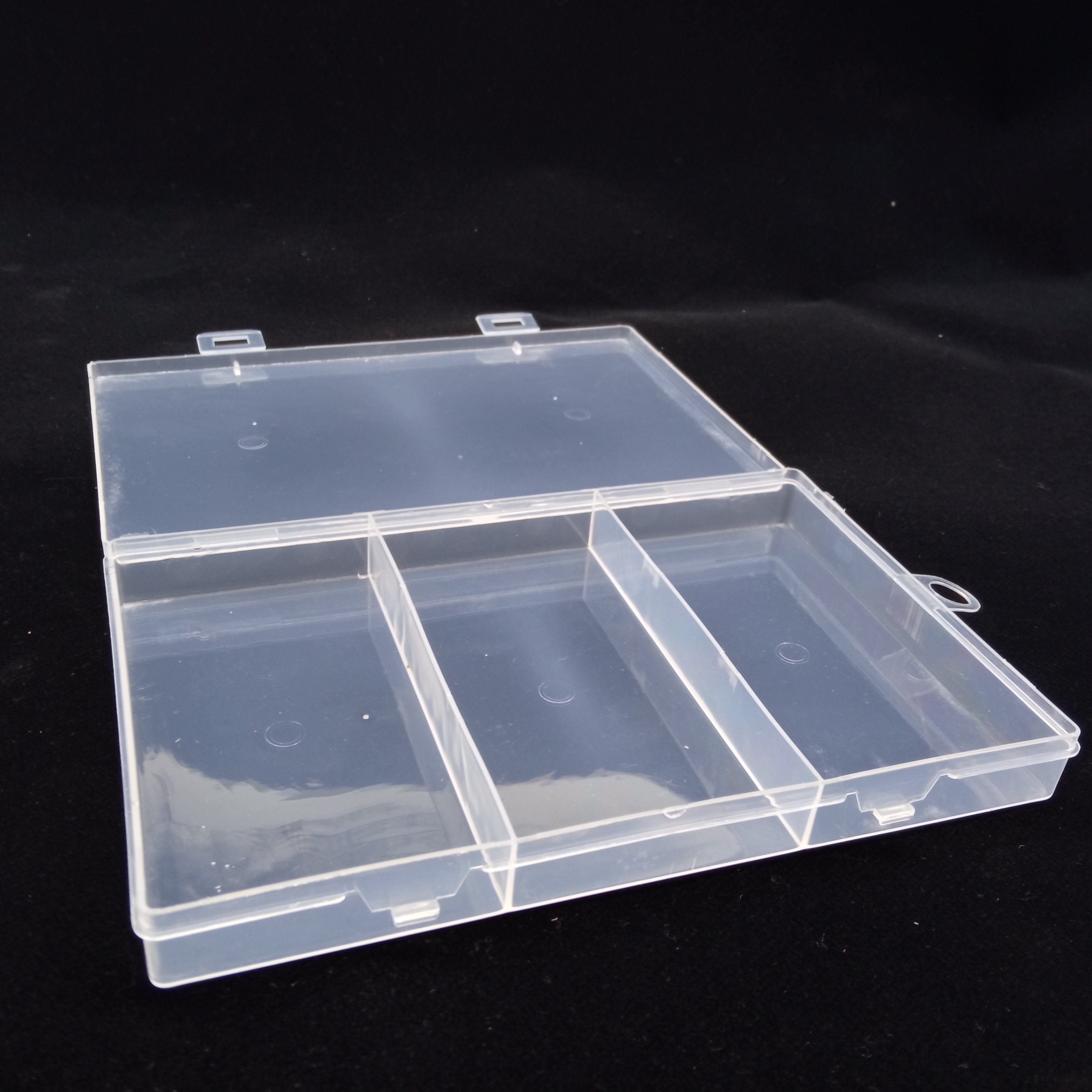 High quality clear plastic 3 compartment parts Accessories storage box beaded display box