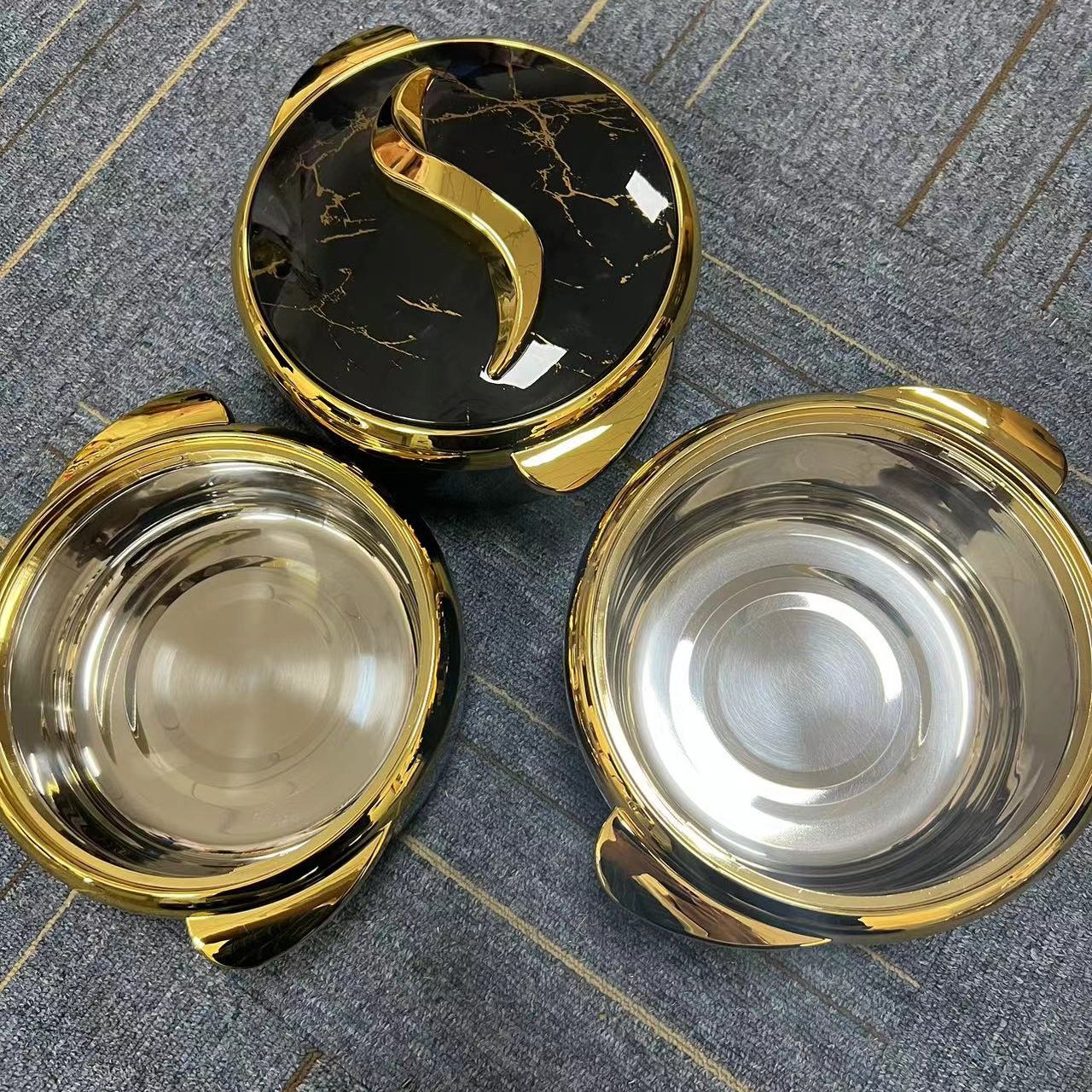 Muslin round food warmers 3 pcs set for freshness preservation 1.5L+2L+2.5L Qatar food warmer set casserole