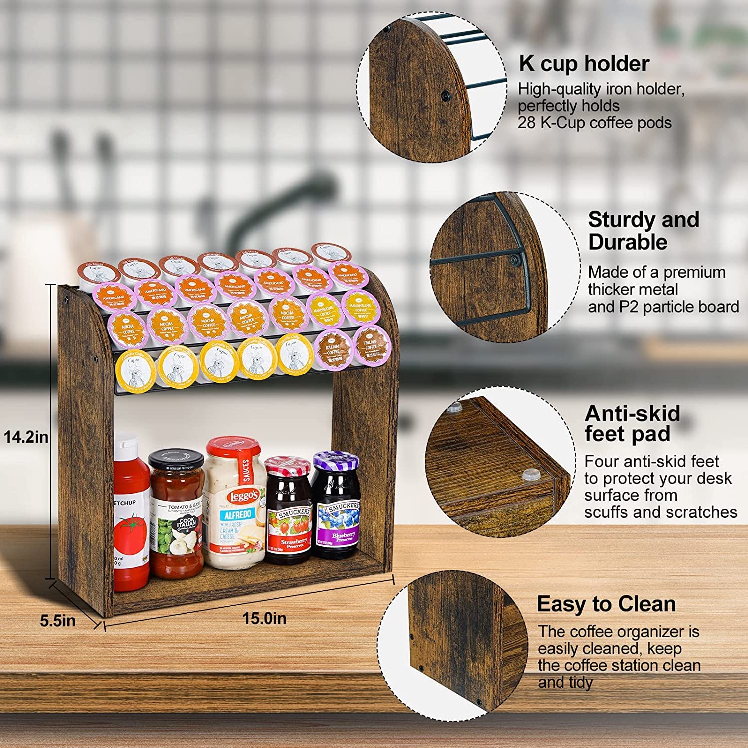Multifunctional 2 layer design organizer storage boxes large capacity kitchen organizer shelf coffee cup holder
