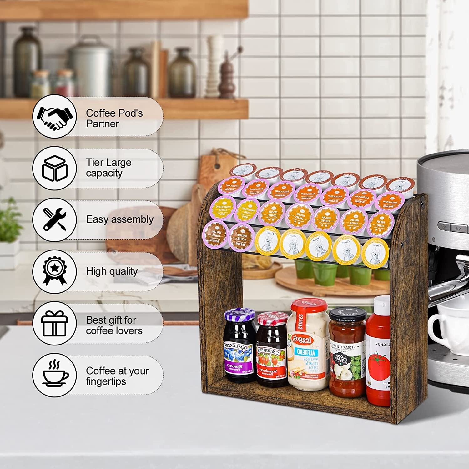 Multifunctional 2 layer design organizer storage boxes large capacity kitchen organizer shelf coffee cup holder