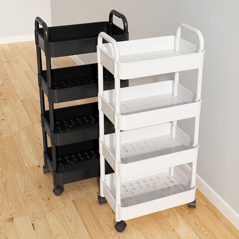 multifunctional food vegetable snack staorage rack with handle detachable 3 /4 Tier Classic Storage Rolling Cart with wheel