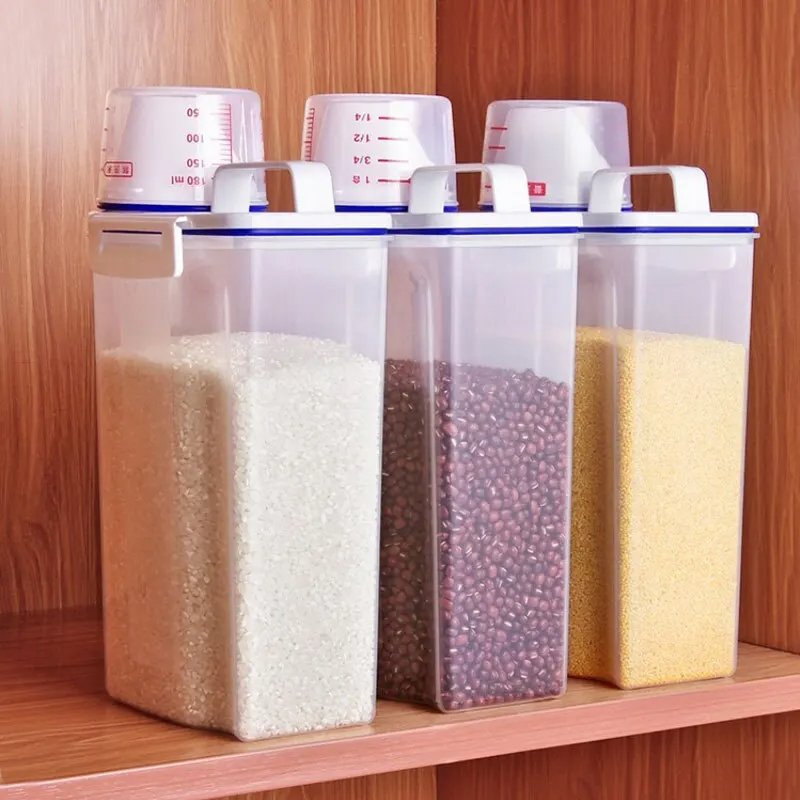 Food Pail Plastic Storage Tank with Measuring Cup Container Moisture-proof Sealed Jar Pet Supplies Accessories Customized Logo