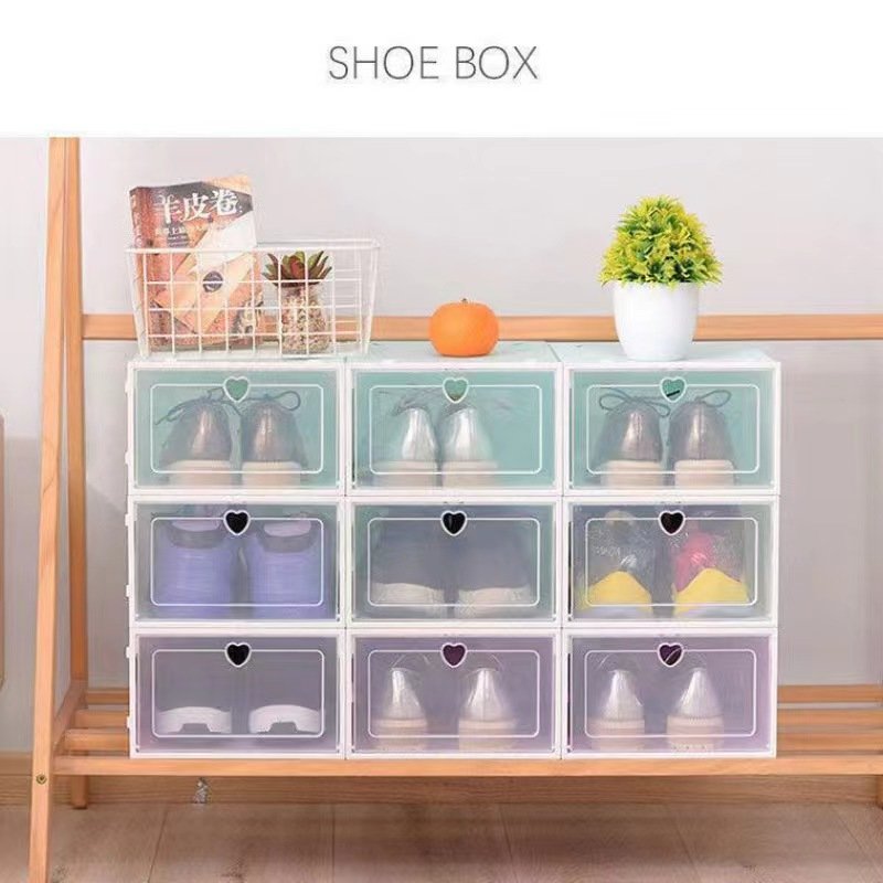 Transparent Shoe Box Thickened Shoes Organizers Plastic Fold Dustproof Storage Box Stackable Various Styles