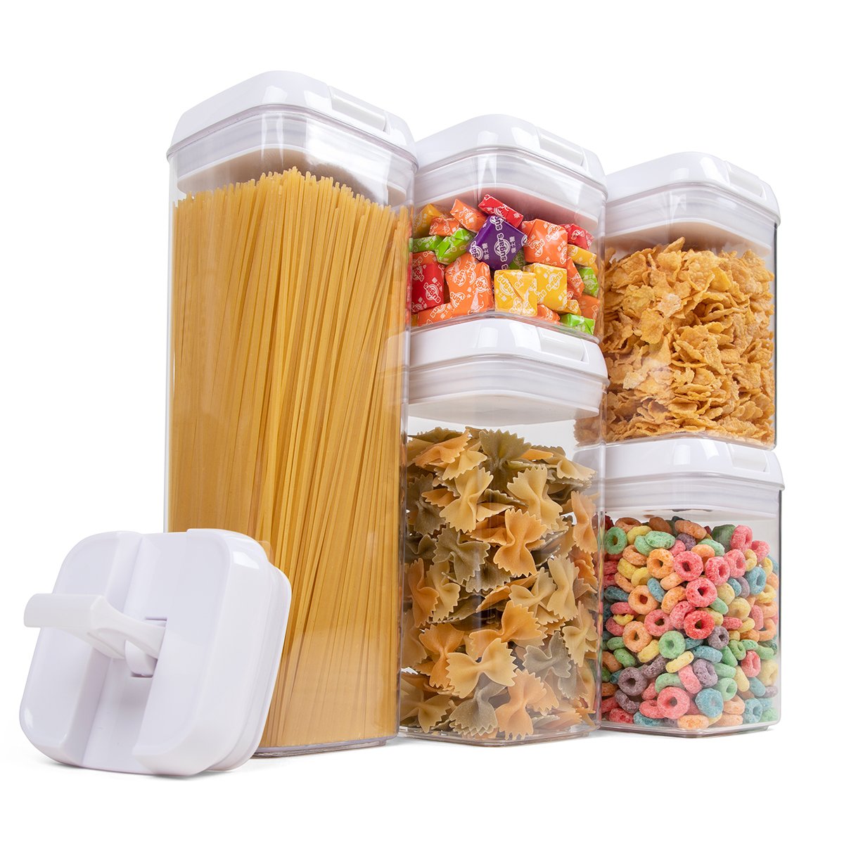 Kitchen tall food spaghetti storage airtight containers 5 piece set