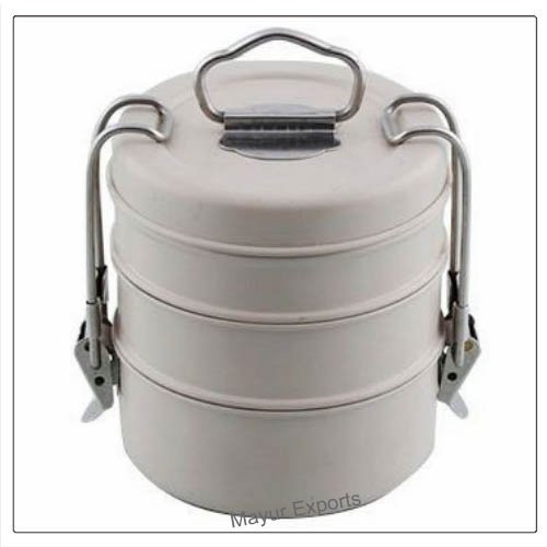 Stainless Steel round Tiffin with Color Powder Coating Metal Storage Box