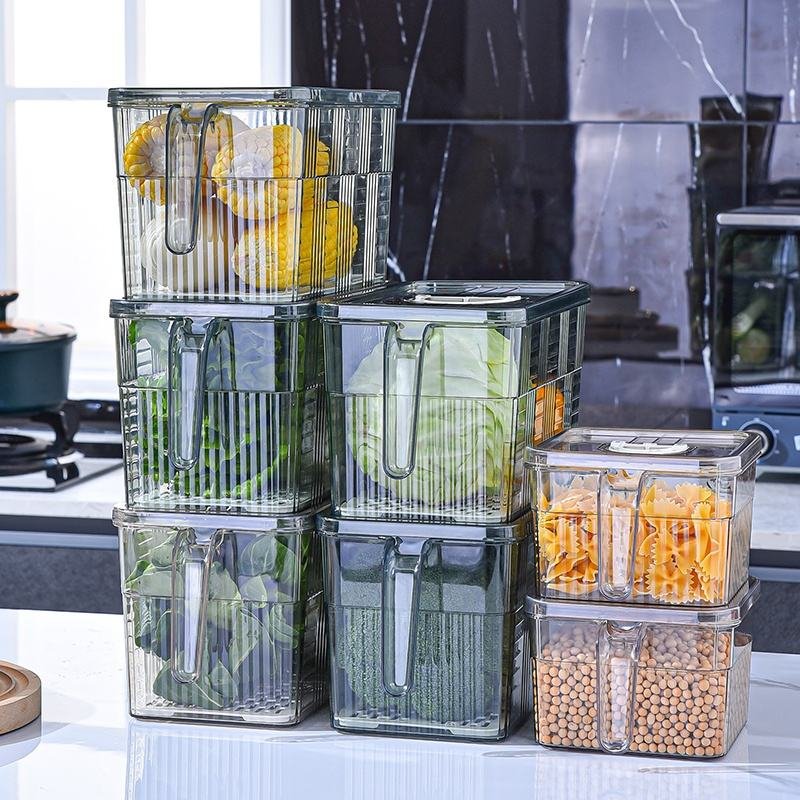 Custom Clear Reusable Fridge Storage Boxes Kitchen Food Packaging Plastic Airtight Food Storage Container Set