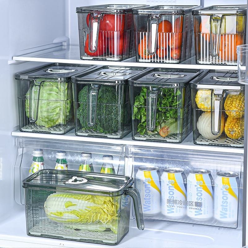 Custom Clear Reusable Fridge Storage Boxes Kitchen Food Packaging Plastic Airtight Food Storage Container Set
