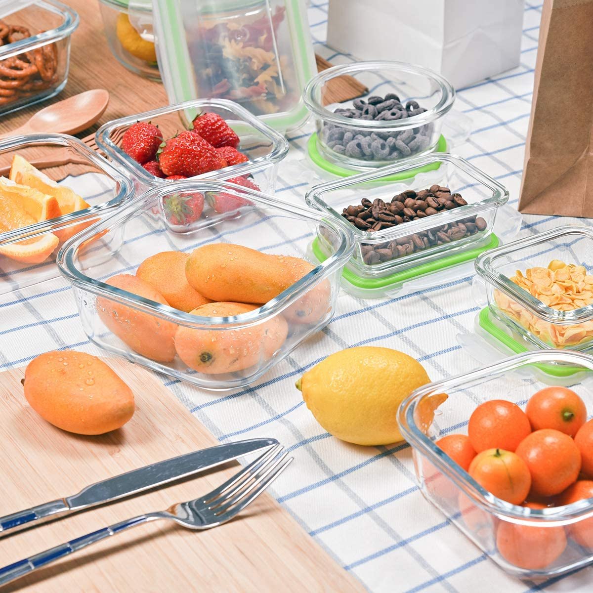 BPA Free Keep Food Fresh Meal Prep Lunch Box Glass Food Storage Container Set With Airtight Lid