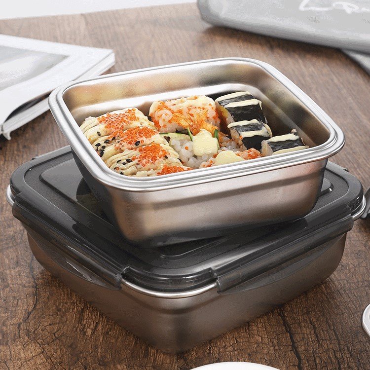 high quality 3 pieces set stainless steel 304 storage box with silicone seal stackable organizing boxes food fridge organizer