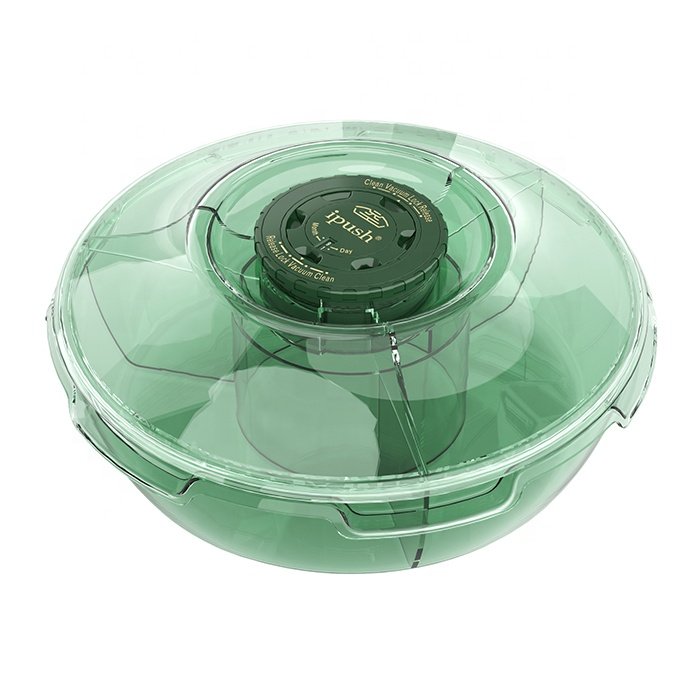 Clear Food Serving Tray Snack Sealed Storage Box With Lid Press Vacuum Fruit Container Nut Candy Storage Box with 4 Compartments