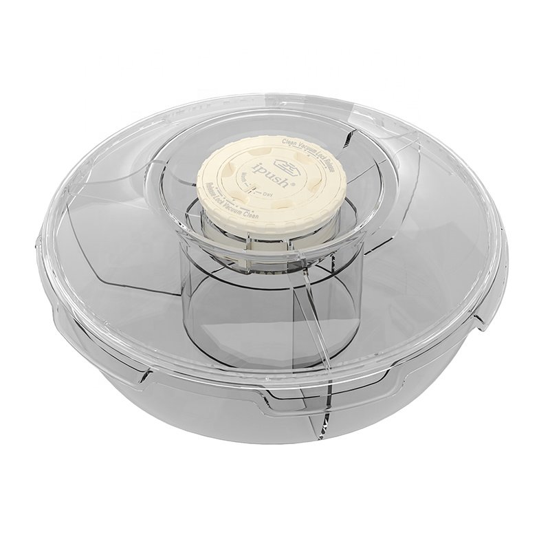 Clear Food Serving Tray Snack Sealed Storage Box With Lid Press Vacuum Fruit Container Nut Candy Storage Box with 4 Compartments