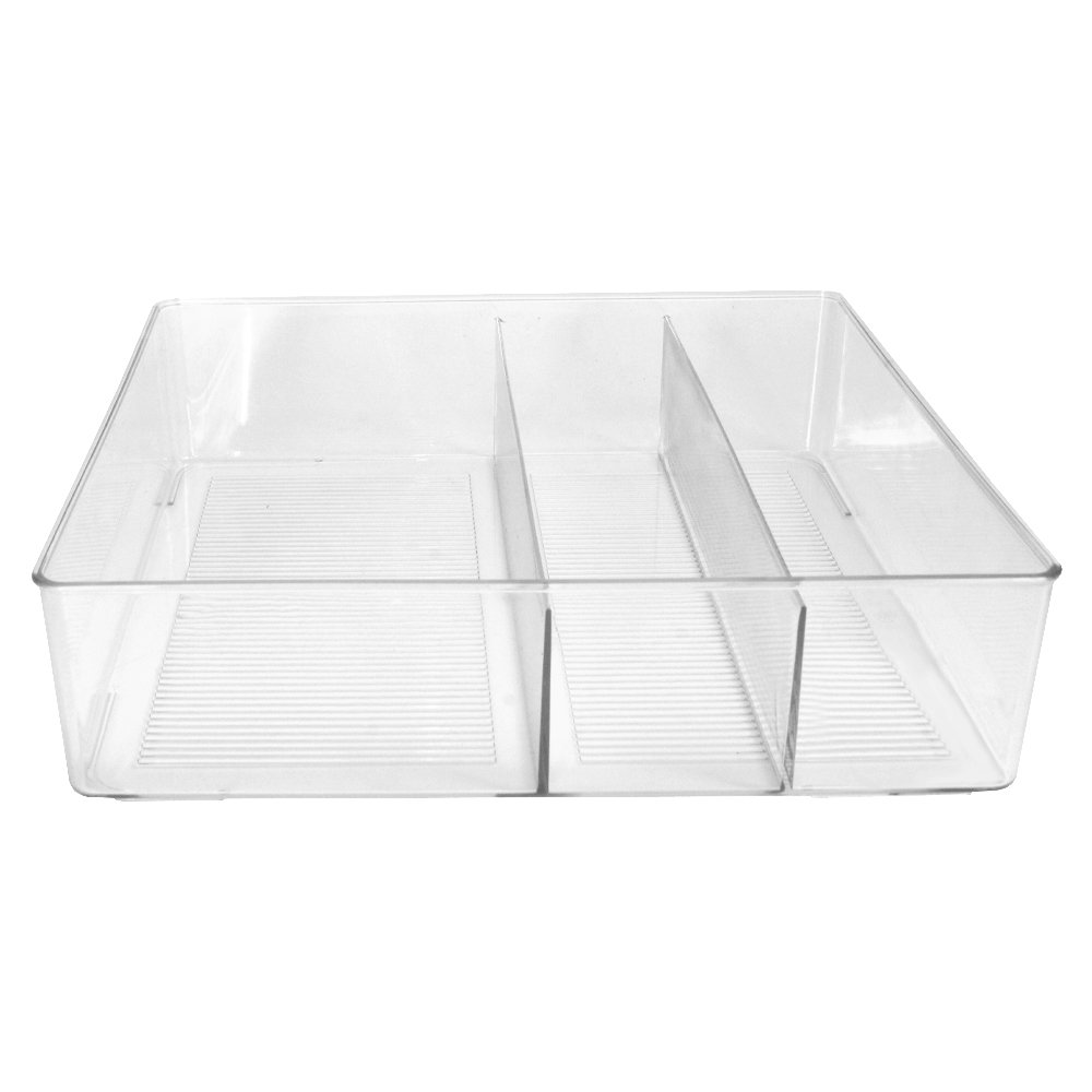 4 Compartment Cabinet Acrylic Expandable Clear Drawer Organizer Tray for Kitchen Refrigerator