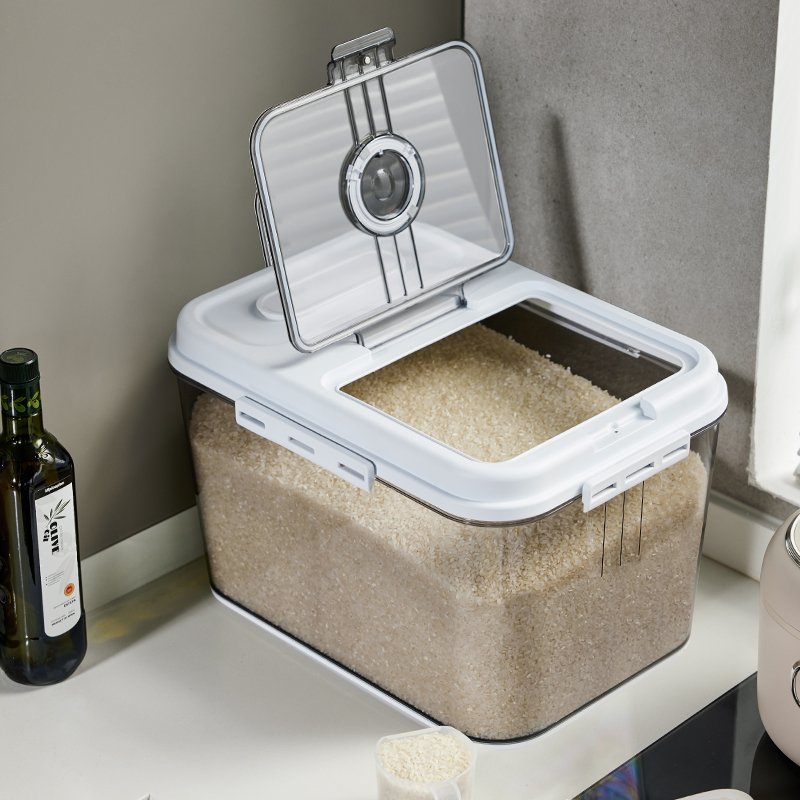 Clear Plastic Grain Rice Container Bucket Storage Box With Lid Size Available For Kitchen Organization