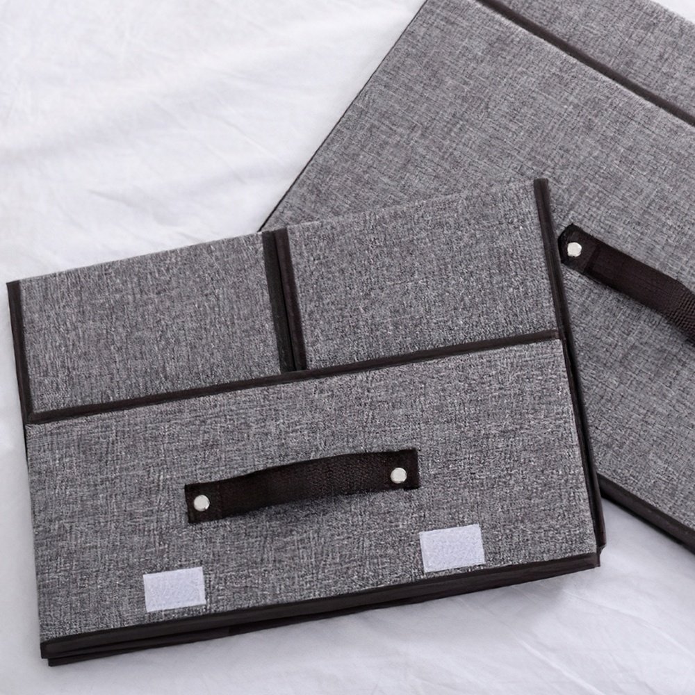 Factory Wholesale Decorative Double Lid Large Clothes Box Polyester Linen Closet Organizer Folding Fabric Storage Box Bin