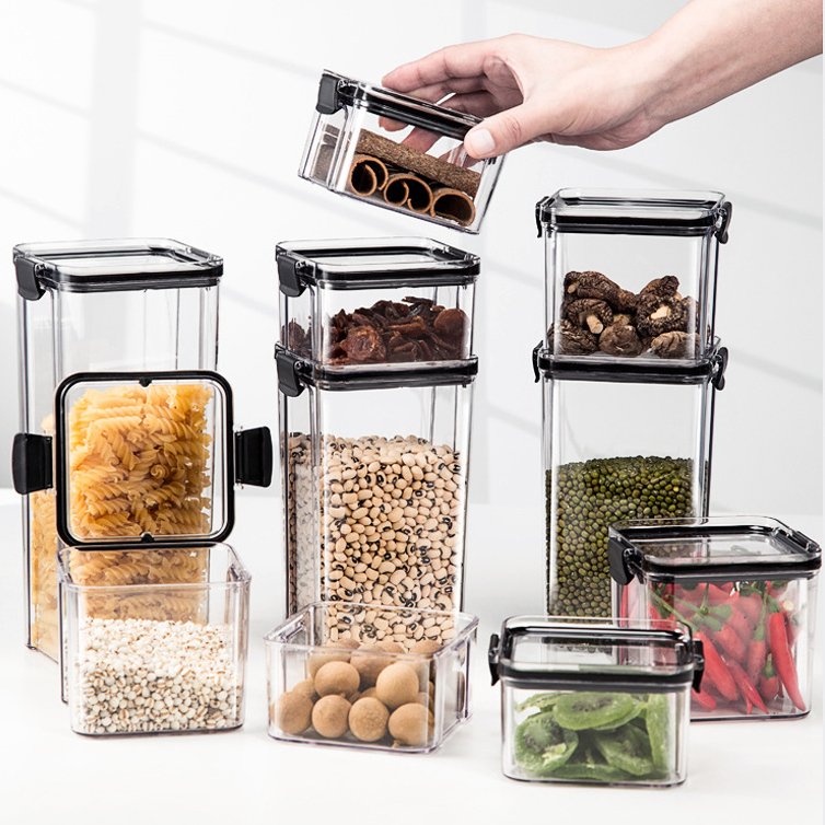 Factory Direct Wholesale Airtight BPA Free Dry Fruit Grain Cereal Pasta Storage Container Sealed Plastic Lid Food Storage Pot