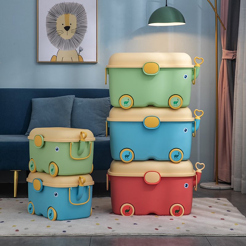 YIKEYOU High-capacity Toy Storage Box Plastic Organizer Container Storage Box Kids Storage Box With Wheel