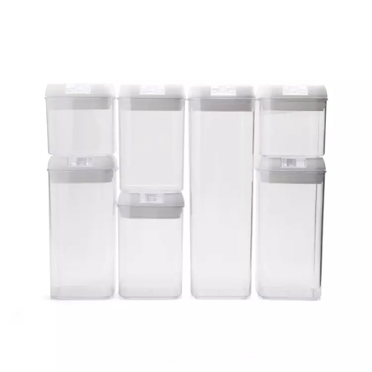 7-Pack Set Plastic Clear Airtight Kitchen Food Storage Container Set with Lids for Kitchen Organization