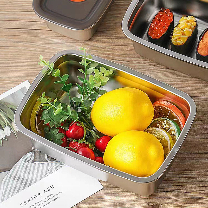 Camping Refrigerator 304 Stainless Steel Sealed Crisper Boxes Set Air Tight Food Storage Containers with Lid