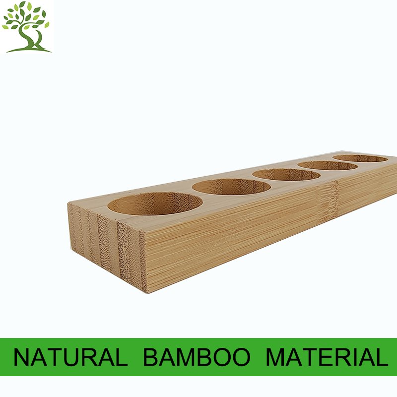Manufacturers hot selling 5-hole bamboo wood essential oil display stand essential oil tray storage rack