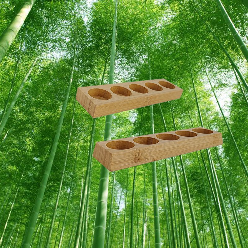 Manufacturers hot selling 5-hole bamboo wood essential oil display stand essential oil tray storage rack